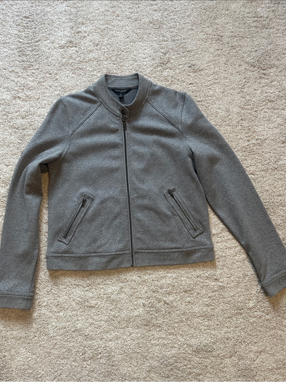 Banana Republic Grey Zip-Up Bomber Jacket